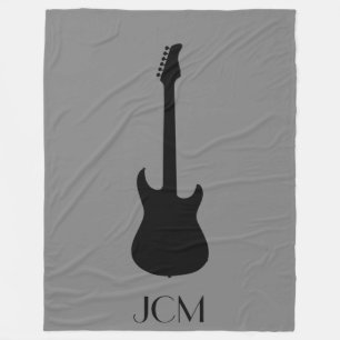 Cobertor De Velo Guitarra Elétrica Preta Monograma em Cinza Médio