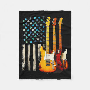 Cobertor De Velo Guitarra Elétrica Rock N Roll Retro Usa Bandeira A
