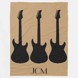 Cobertor De Velo Guitarras Elétricas Preta Monograma em Marrom Came
