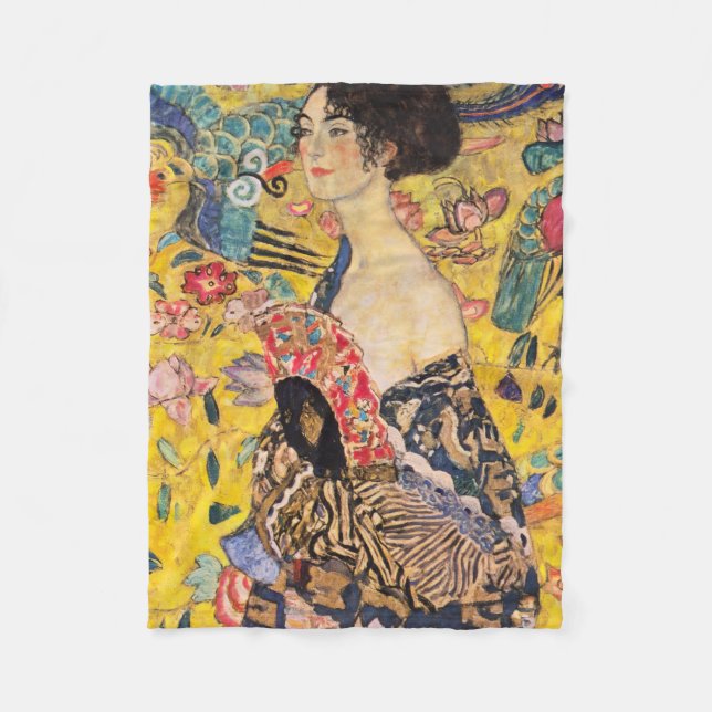 Cobertor De Velo Gustav Klimt - Senhora com Leque (Frente)