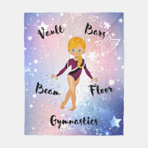 Cobertor De Velo Gymnast Star Blonde, Olhos Azuis, Borgonha Leotard