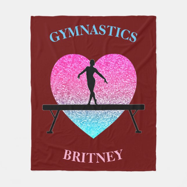 Cobertor De Velo Gymnastics Beam Sparkle Heart Burgundy (Frente)