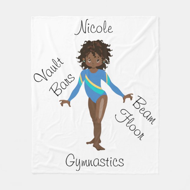 Cobertor De Velo Gymnastics Brunette, Brown Eyes, Blue Leotard (Frente)