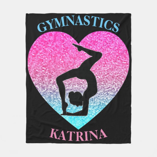 Cobertor De Velo Gymnastics Fleece Blanket com nome do ginasta (Frente)