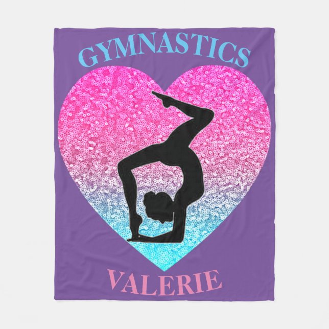 Cobertor De Velo Gymnastics Fleece Blanket com nome do ginasta (Frente)