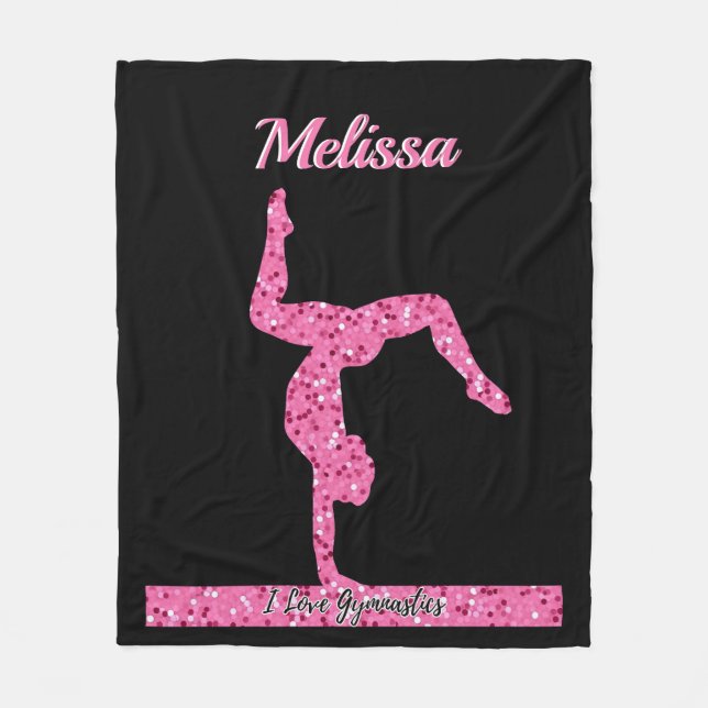 Cobertor De Velo Gymnastics Girl Sparkle Beam Rosa (Frente)