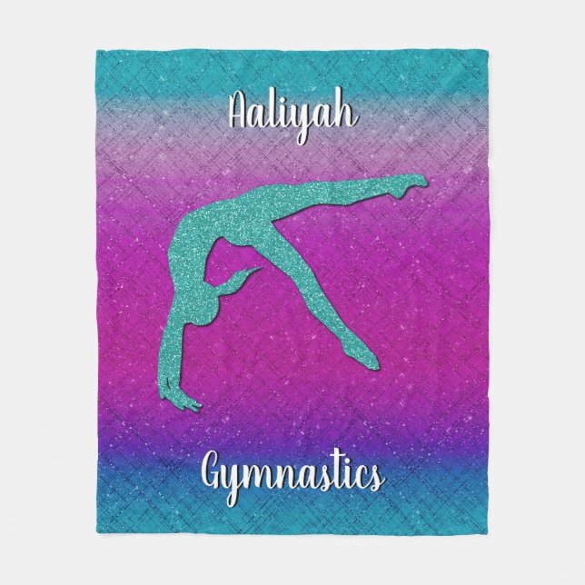 Cobertor De Velo Gymnastics Girl Turquoise Magenta Ombre (Frente)