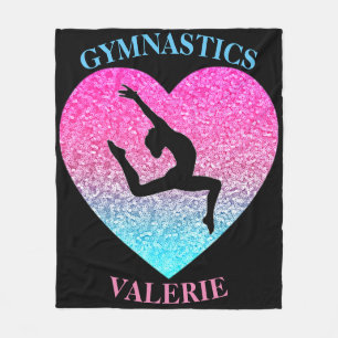 Cobertor De Velo Gymnastics Leap Fleece Blanket com nome