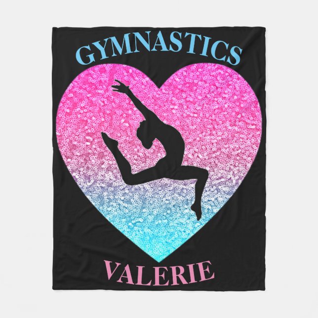 Cobertor De Velo Gymnastics Leap Fleece Blanket com nome (Frente)
