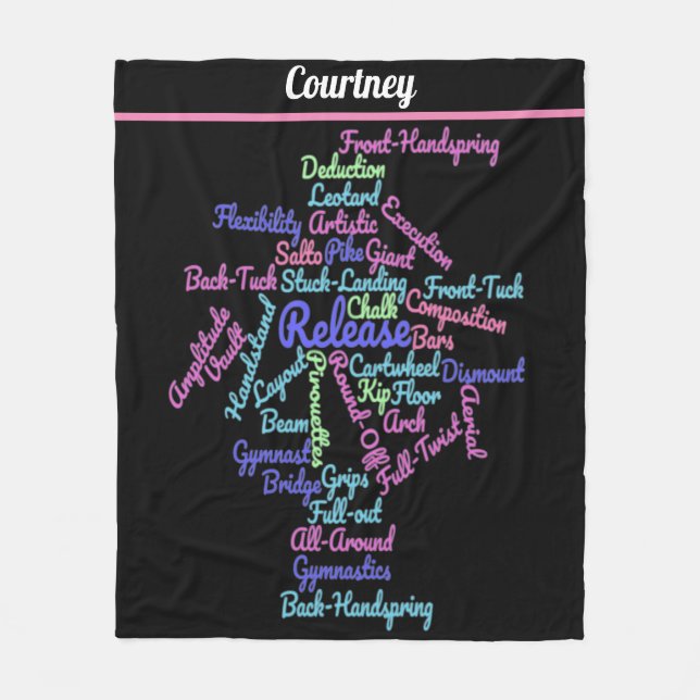Cobertor De Velo Gymnastics Word Cloud Fleece Blanket (Frente)
