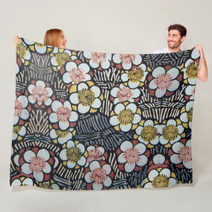 COBERTOR DE VELO HAIKU/ PRETO BRANCO ROSA AMARELO FLORES PRIMAVERA