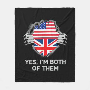 Cobertor De Velo Half American Half British USA England Flag Mens W