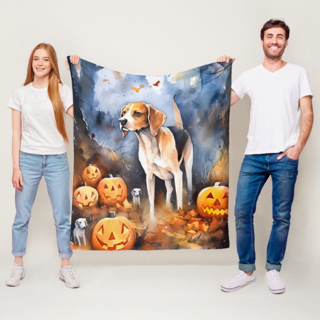 Cobertor De Velo Halloween American English Foxhound Com Pumpkins (In Situ)