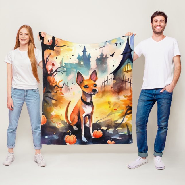 Cobertor De Velo Halloween Basenji Com Abóboras Assustador  (In Situ)