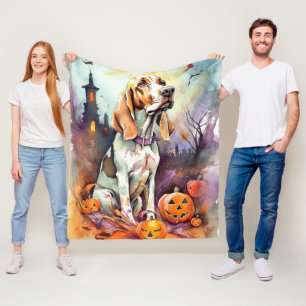 Cobertor De Velo Halloween Basset Hound Com Pumpkins Assustado
