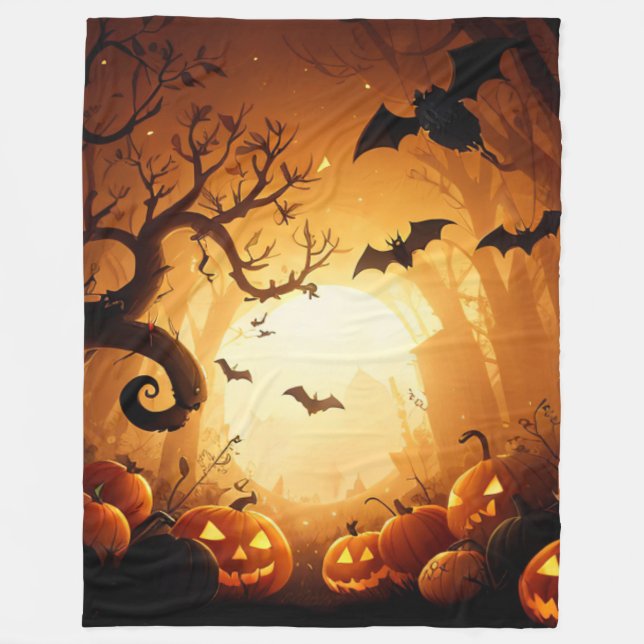 Cobertor De Velo Halloween/Bat/Pumpkin/Fall (Frente)