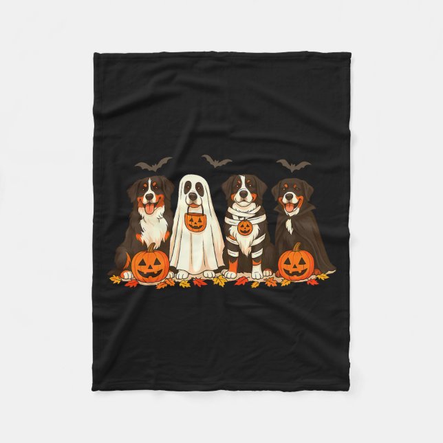 Cobertor De Velo Halloween Bernese Mountain Dog Ghost Soky Bernese  (Frente)