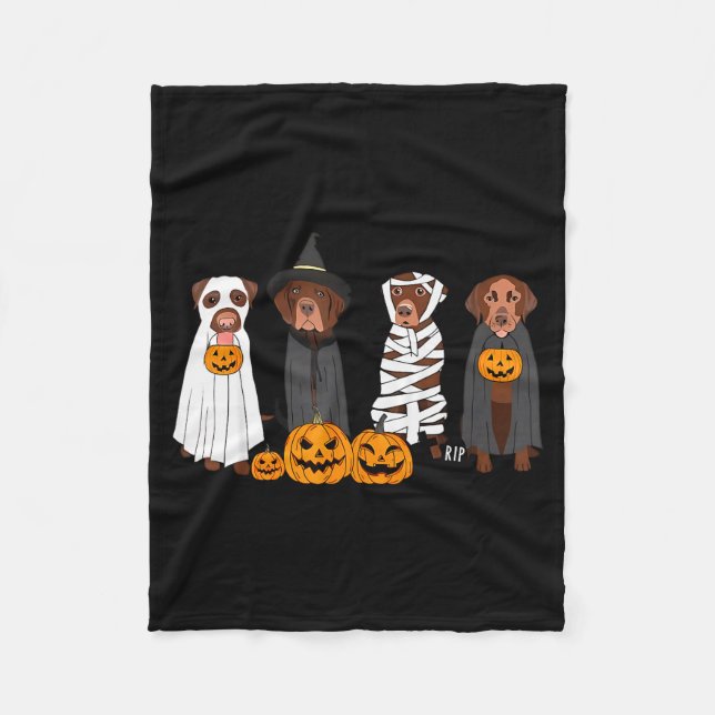 Cobertor De Velo Halloween Brown Labrador Ghost Soky Chocolate Lab  (Frente)