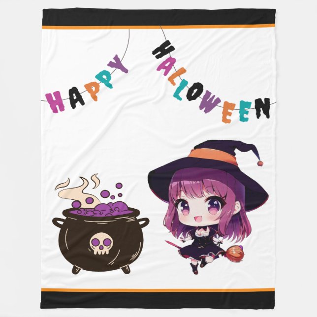 Cobertor De Velo Halloween/bruxa/outono/outubro (Frente)