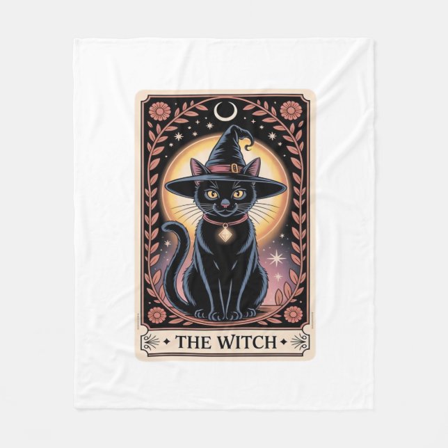 Cobertor De Velo Halloween Bruxas - O Gato Estético Amava Tarot Gót (Frente)