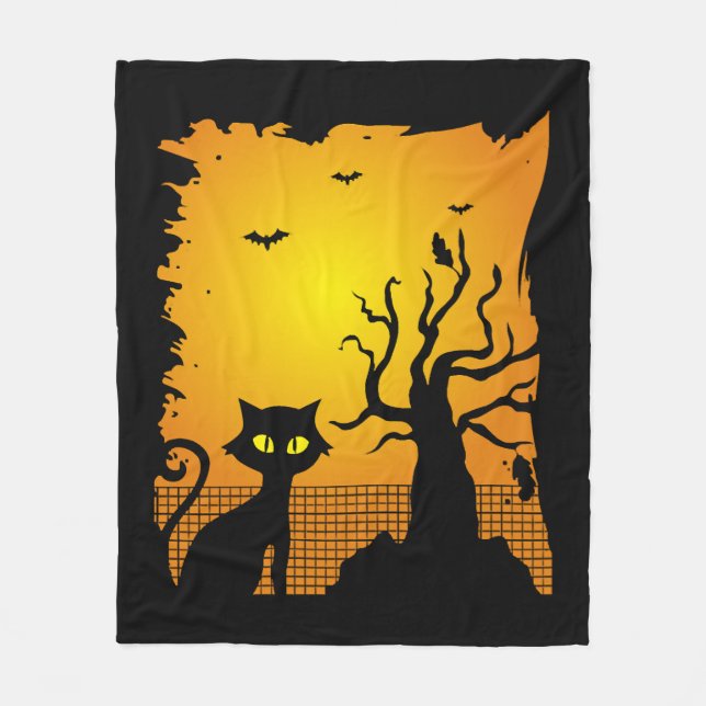 Cobertor De Velo Halloween, Cat Happy Halloween (Frente)