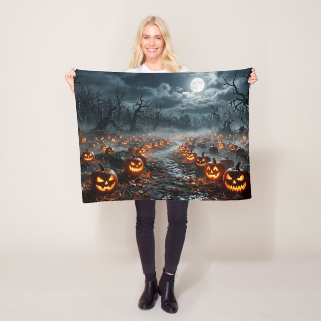 Cobertor De Velo Halloween com Árvores Sinistras e Jack O Lanterns (In Situ)