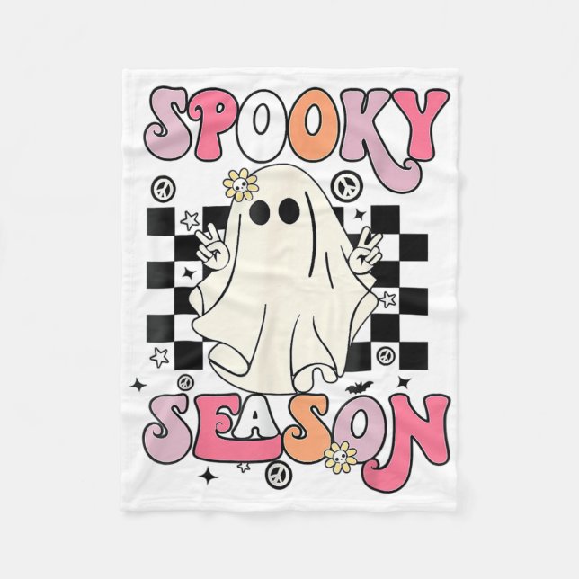 Cobertor De Velo Halloween Cute Ghost Spooky Season (Frente)