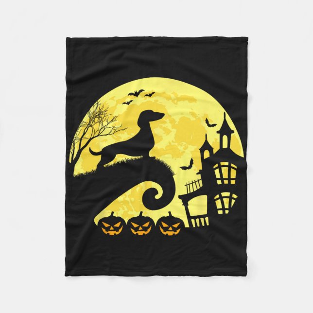 Cobertor De Velo Halloween Dachshund Weenie Wiener Moonshine Sausag (Frente)