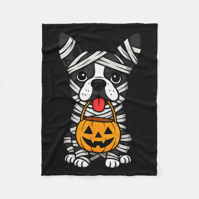 Cobertor De Velo Halloween Dog Boston Terrier Mummy Costume Men Wom (Frente)