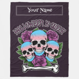 Cobertor De Velo Halloween é Queer, crânios em cores transgêneros