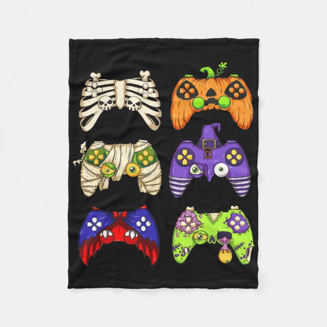 Cobertor De Velo Halloween Gaming Controller Men Boys Gamer Ha (Frente)