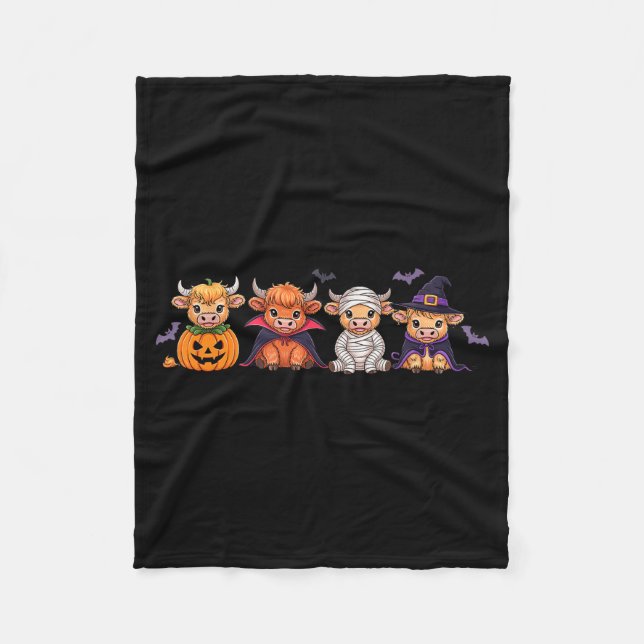 Cobertor De Velo Halloween Highland Cow  (Frente)