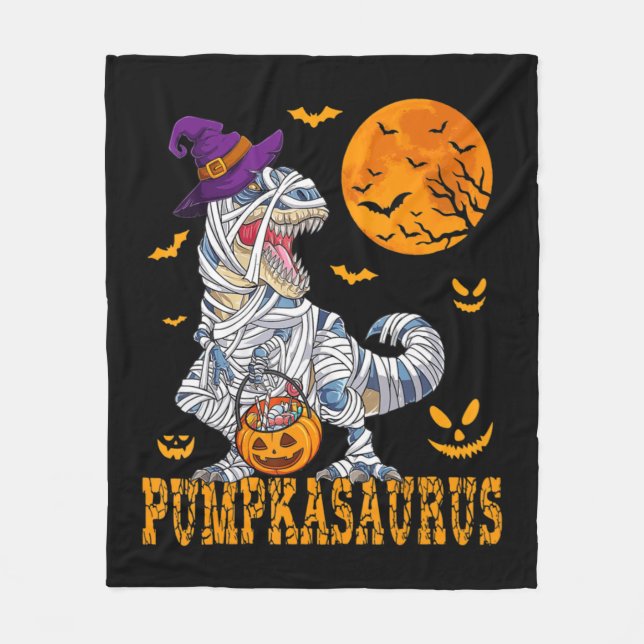 Cobertor De Velo Halloween Monster Truck Mummy Dinossaur Pumpkin To (Frente)