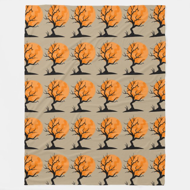 Cobertor De Velo Halloween Moonlit Trees (Frente)