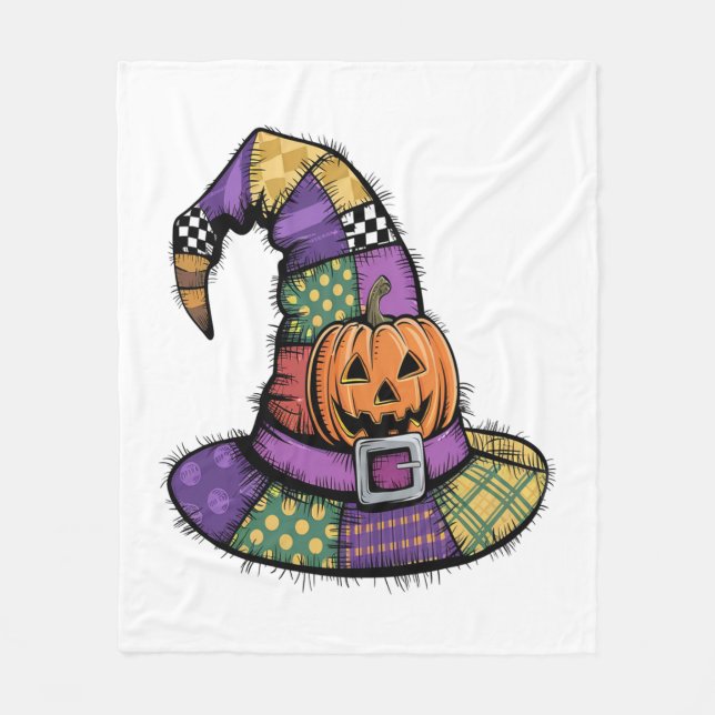 Cobertor De Velo Halloween Patchwork Witch Hat Spooky (Frente)