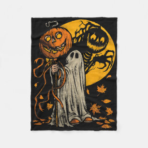 Cobertor De Velo Halloween Pumpkin Fantasma do outono deixa arte gr
