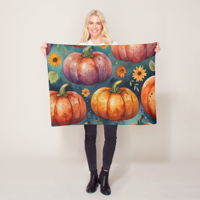 Cobertor De Velo Halloween Pumpkin Vibes designer Fleece Blanket (In Situ)