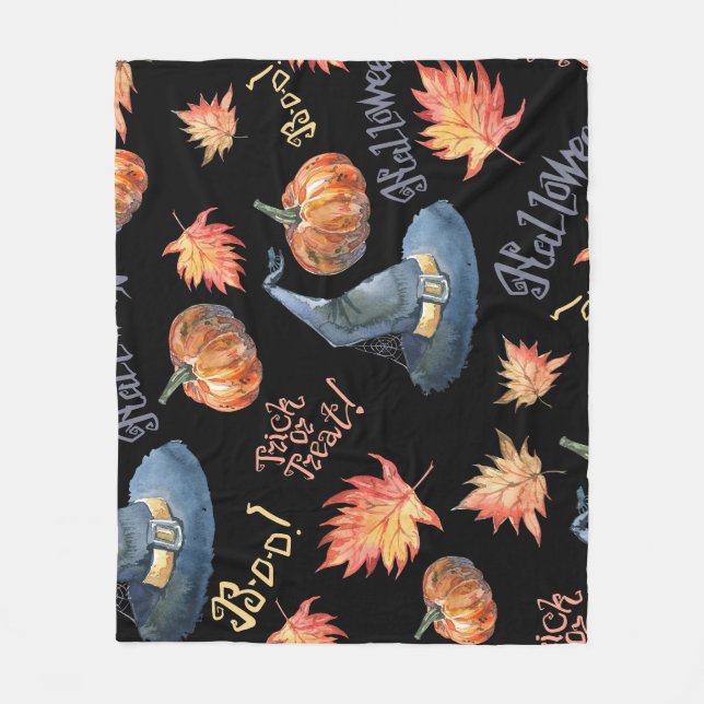 Cobertor De Velo Halloween Pumpkin Witch Hat Patterno (Frente)
