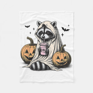 Cobertor De Velo Halloween Raccoon Ghost