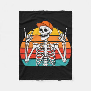 Cobertor De Velo Halloween Rocker Skeleton Boné Legal Punk Rock Men