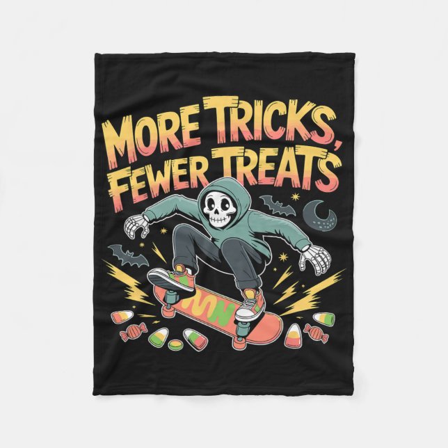 Cobertor De Velo Halloween Skateboard Tricks Skeleton Candy Youth (Frente)