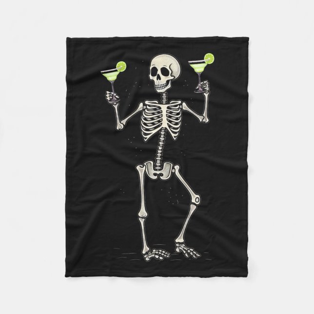 Cobertor De Velo Halloween Skeleton Bebendo Margarita Tail (Frente)