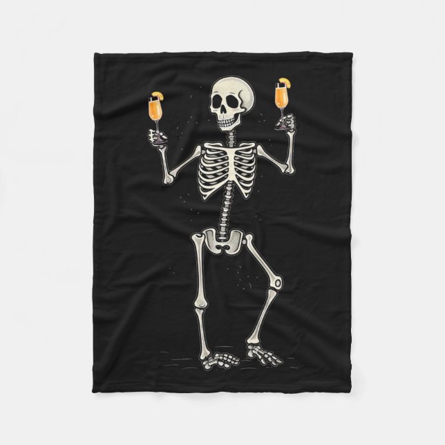 Cobertor De Velo Halloween Skeleton Bebendo Peach Bellini Tail (Frente)