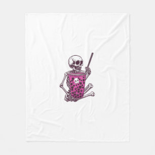 Cobertor De Velo Halloween Skeleton Bubble Tea