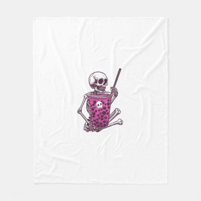 Cobertor De Velo Halloween Skeleton Bubble Tea (Frente)