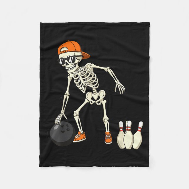 Cobertor De Velo Halloween Skeleton Funny Bowling Lovers For Teens  (Frente)