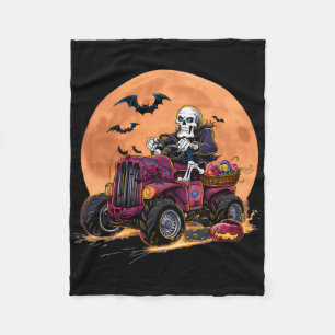 Cobertor De Velo Halloween Skeleton Riding Monster Truck Toddler Bo