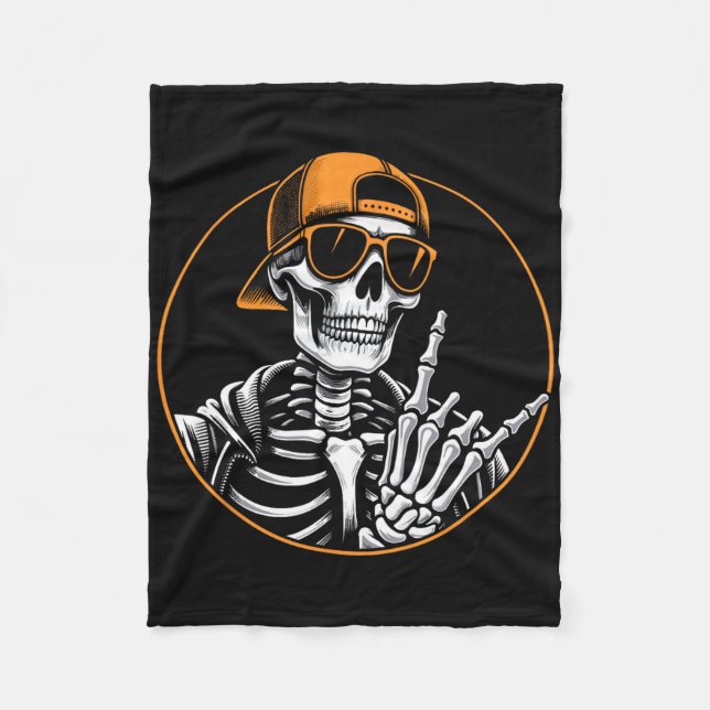 Cobertor De Velo Halloween Skeleton Rock Hand (Frente)