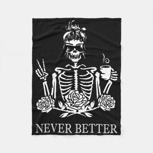 Cobertor De Velo Halloween Skeleton Skeleton Mulheres Bebendo Café  (Frente)