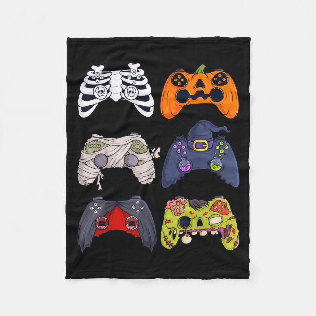 Cobertor De Velo Halloween Skeleton Zombie Gaming Controllers Mummy (Frente)